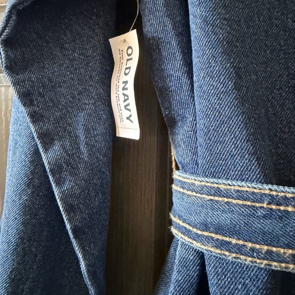 Old Navy Blue Denim Trench Coat with Double Breasted Button Accents - Picture 12 of 14